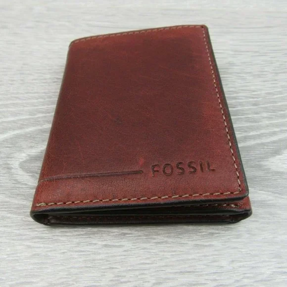 Fossil Allen Trifold RFID Mens Tan Brown Leather Wallet NEW - Picture 3 of 10